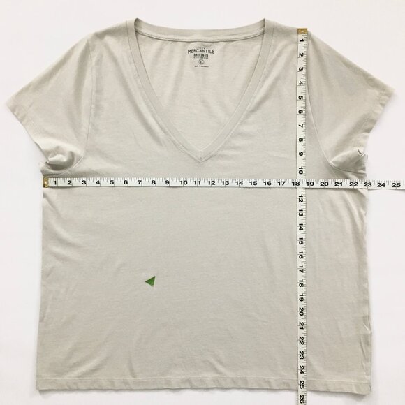 NEW! J.Crew Mercantile Slightly Cropped V-Neck Broken-In T-Shirt Stone - 2X - Picture 6 of 7